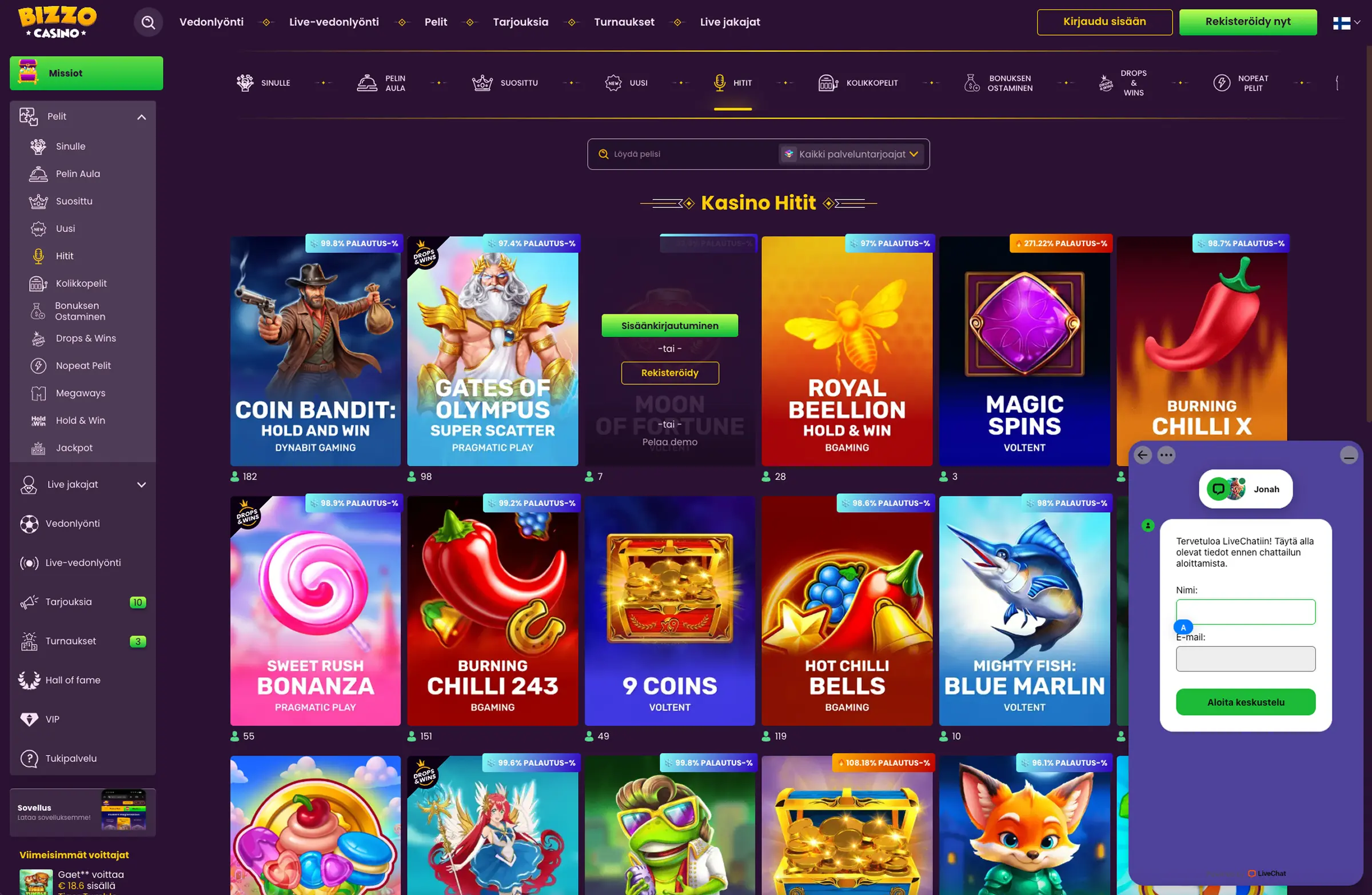 Bizzo Casino Online-kolikkopelit